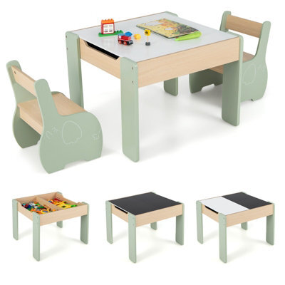 Gainoom Kids Study Green Desk Chair Set Reading Playing Stand Ergonomic Writing Table Set For Toddlers - image 1