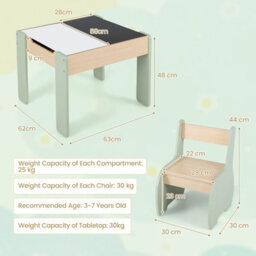 Gainoom Kids Study Green Desk Chair Set Reading Playing Stand Ergonomic Writing Table Set For Toddlers - thumbnail 2
