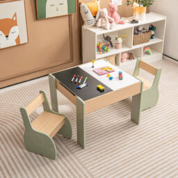 Gainoom Kids Study Green Desk Chair Set Reading Playing Stand Ergonomic Writing Table Set For Toddlers - thumbnail 4