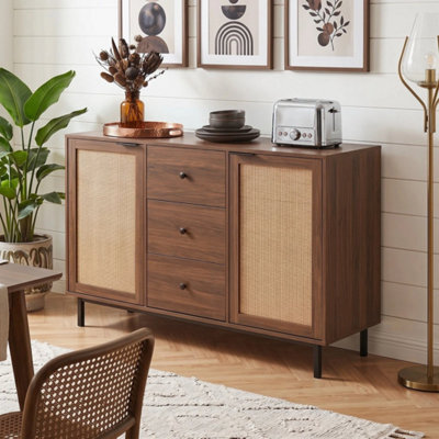 Rustic Coffee Bar Table 120 Cm Sideboard Buffet Cabinet With 3 Drawers - image 1