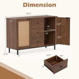Rustic Coffee Bar Table 120 Cm Sideboard Buffet Cabinet With 3 Drawers - thumbnail 2