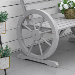 Wyld Haus Linifi Grey Rustic 2-Seater Garden Bench With Wagon Wheel Arms And High Back - thumbnail 9