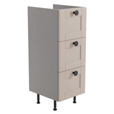 Ashford Matt Cashmere Shaker Freestanding Fitted Bathroom 3 Drawer Base Cabinet (W)300mm (H)820mm - image 1