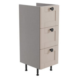 Ashford Matt Cashmere Shaker Freestanding Fitted Bathroom 3 Drawer Base Cabinet (W)300mm (H)820mm - thumbnail 1