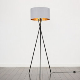 Valuelights Camden Black Tripod Floor Lamp With Grey/gold Shade And Bulb - thumbnail 4
