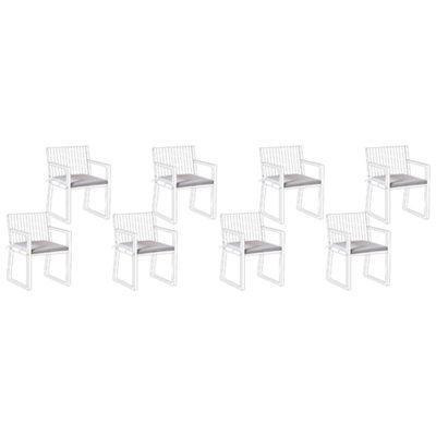 Beliani Set Of 8 Garden Chair Cushions Sassari Premium 46 X 46 Cm Light Grey - image 1
