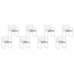 Beliani Set Of 8 Garden Chair Cushions Sassari Premium 46 X 46 Cm Light Grey - thumbnail 5