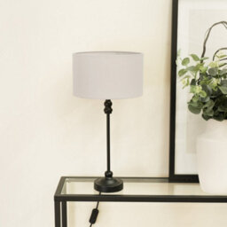Valuelights Maggie Black Metal Candlestick Slim Table Lamp With White Fabric Drum Lamp Shade - thumbnail 5