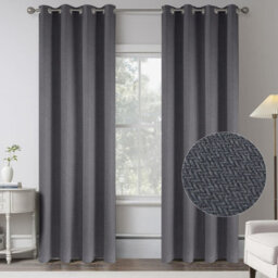 Aspire Homeware Charcoal Linen 100% Blackout Curtain Thermal Insulated Eyelet Curtain Pair ((W) 168Cm X (D)228Cm With Tie Back - thumbnail 1