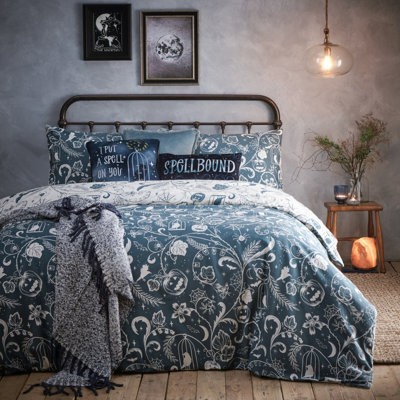 Furn. Spellbound 100% Brushed Cotton Duvet Set, Single, Grey - image 1
