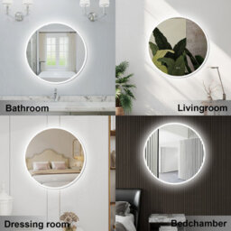 Probaty Bathrooms 800mm Round 3 Colors Dimmable Led Mirror With Bluetooth Anti-Fog Touch Sensor,backlit Illuminated Wall Mirror - thumbnail 6
