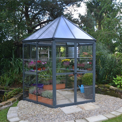 Palram - Canopia Oasis™ 8X6 Ft Grey Polycarbonate (Pc) Hexagonal Greenhouse - image 1