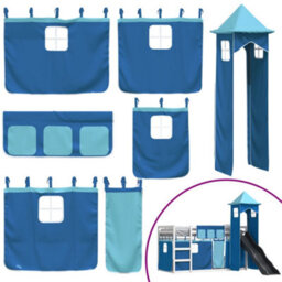 Berkfield Bunk Bed Without Mattress With Slide And Curtains Blue 90X190 Cm Single - thumbnail 5