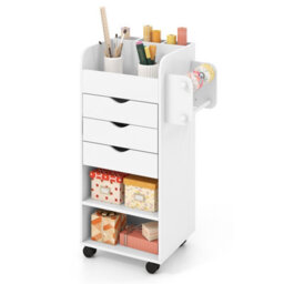 Costway Rolling Storage Cart Kitchen Office Mobile Storage Cabinet W/ 3 Drawers - thumbnail 1