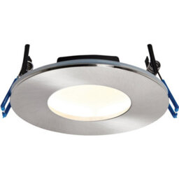 Satin Nickel Recessed Bathroom Downlight - 9W Warm White Led Slim Ceiling Light