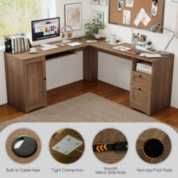 Modern Office Desk 168 Cm L Shaped Computer Desk - thumbnail 5