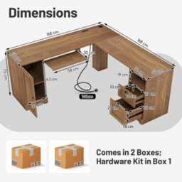 Modern Office Desk 168 Cm L Shaped Computer Desk - thumbnail 2