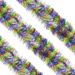 Neel Blue Rainbow Metallic Shiny Christmas Tinsel Garland For Xmas Tree & Home Decorations, 2M X 9Cm