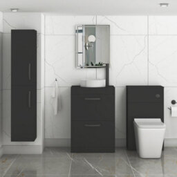Royal Bathrooms Turin 600mm Matt Black Freestanding Worktop Bathroom 2 Drawers Vanity Unit With No Basin - thumbnail 3