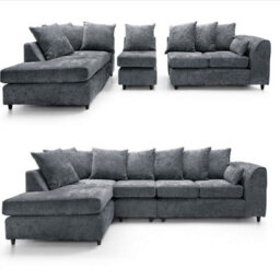Alabama Jumbo Cord Corner Sofa Black (Right Hand)
