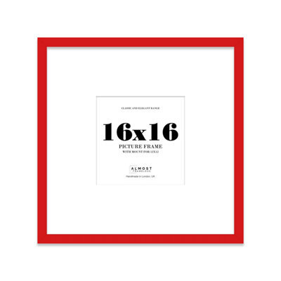 "16X16"" Red Picture Frame - 16X16"" Square Frame With 12X12"" Mount For 16X16""/12X12"" Pictures Classic Style Room Decor, 1 Pack" - image 1