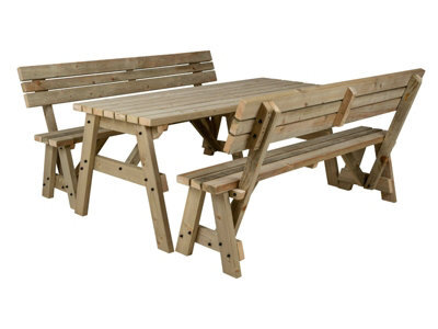 Arbor Garden Solutions Victoria Wooden Picnic Bench And Table Set, Outdoor Dining Set With Backrest (6Ft, Natural Finish) - image 1
