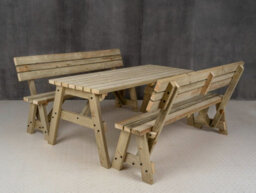 Arbor Garden Solutions Victoria Wooden Picnic Bench And Table Set, Outdoor Dining Set With Backrest (6Ft, Natural Finish) - thumbnail 2