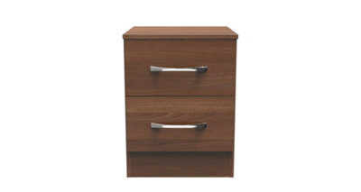 Hampshire 2 Drawer Compact Bedside Cabinet In Noche Walnut (Ready Assembled) - image 1