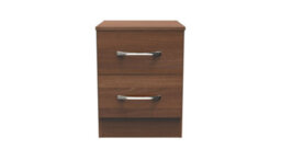 Hampshire 2 Drawer Compact Bedside Cabinet In Noche Walnut (Ready Assembled)