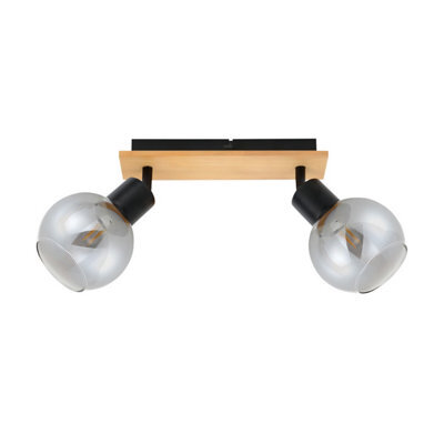 Luminosa Lighting Luminosa Barel Twin Ceiling Spotlight Black, Wooden 2Xe27 - image 1
