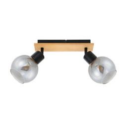 Luminosa Lighting Luminosa Barel Twin Ceiling Spotlight Black, Wooden 2Xe27 - thumbnail 1