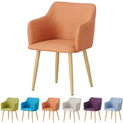 Mof Classic Fabric Tub Chair Wing Back Armchair Sofa Vanity Bedroom Dressing Chair K5 (Orange) - image 1