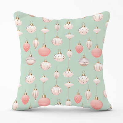 Warren Reed Designer Christmas Decorations Pink And Green Cushions 45Cm X 45Cm