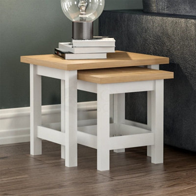 Nest Of 2 Tables Side End Modern Table Set Mdf Square Furniture - image 1