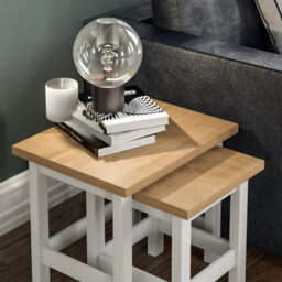 Nest Of 2 Tables Side End Modern Table Set Mdf Square Furniture - thumbnail 5