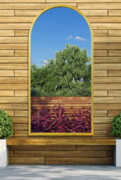 "Mirroroutlet Arcus - Gold Metal Framed Arched Leaner / Wall Garden Mirror 55"" X 27.5"" (140Cm X 70Cm)" - thumbnail 2