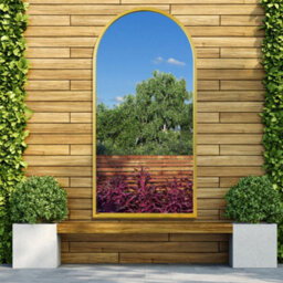 "Mirroroutlet Arcus - Gold Metal Framed Arched Leaner / Wall Garden Mirror 55"" X 27.5"" (140Cm X 70Cm)"