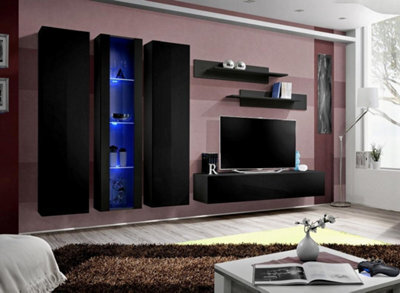 Arte Fly C4 Black Gloss Entertainment Unit 310Cm - Statement Led Media Wall For Tvs Up To 65 Inch - image 1