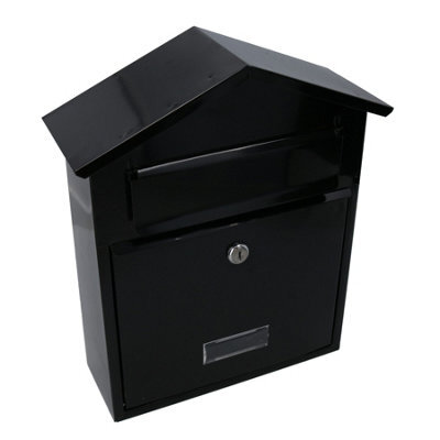 AB Tools Letter Post Mail Box Metal Black Wall Door Gate Fence Garden House Lockable
