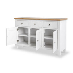 Farro White Large Sideboard Fully Assembled - Painted With Oak Top By Roseland Furniture - thumbnail 5