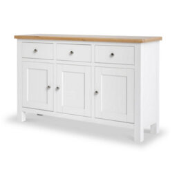 Farro White Large Sideboard Fully Assembled - Painted With Oak Top By Roseland Furniture - thumbnail 4