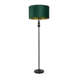 Valuelights Marissa Black Stacked Ball Floor Lamp With Forest Green Velvet With Gold Inner Lamp Shade - thumbnail 2