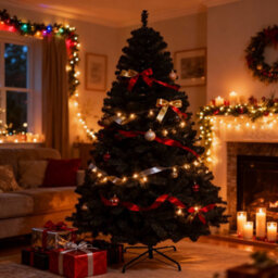 Shatchi 4Ft Black Artificial Tree Imperial 230 Tips Artificial Tree With Metal Stand - thumbnail 9