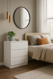 Eco Living Carlton Gloss White Chest Of Drawers 3 Drawer Cabinet