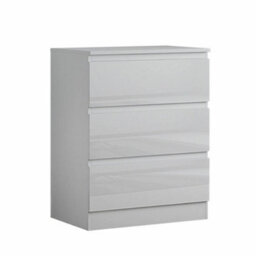 Eco Living Carlton Gloss White Chest Of Drawers 3 Drawer Cabinet - thumbnail 2