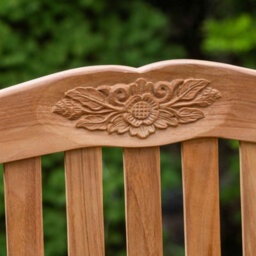 Garden Market Place The Garden Marketplace Solid Teak 2 Seater Garden Bench, Decorative Flower & Leaf Carvings, Heavy Duty Hardwood - thumbnail 5