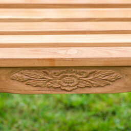 Garden Market Place The Garden Marketplace Solid Teak 2 Seater Garden Bench, Decorative Flower & Leaf Carvings, Heavy Duty Hardwood - thumbnail 6