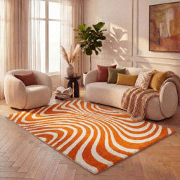 The Rugs Joli Orange And White Striped Rug Soft Dense Pile Easy To Clean And Pet Friendly For Living Rooms And Bedrooms - thumbnail 8