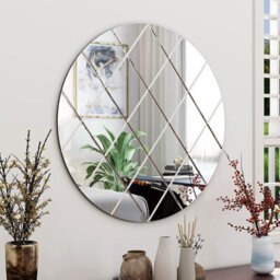 Belofay 50Cm Round Clear Wall Mirror Interiors Art Deco Glass Design Modern Wall-Mounted Mirrors For Home And Office - thumbnail 5