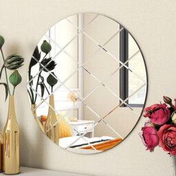 Belofay 50Cm Round Clear Wall Mirror Interiors Art Deco Glass Design Modern Wall-Mounted Mirrors For Home And Office
